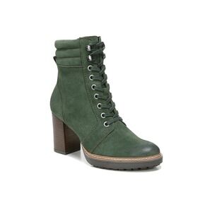 Naturalizer Callie 2 Green Suede Lace Up Boot Block Heel Size 9 M Combat Boho
